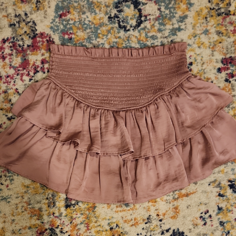 Altar'd State Mauve Tiered Ruffle Mini Skirt